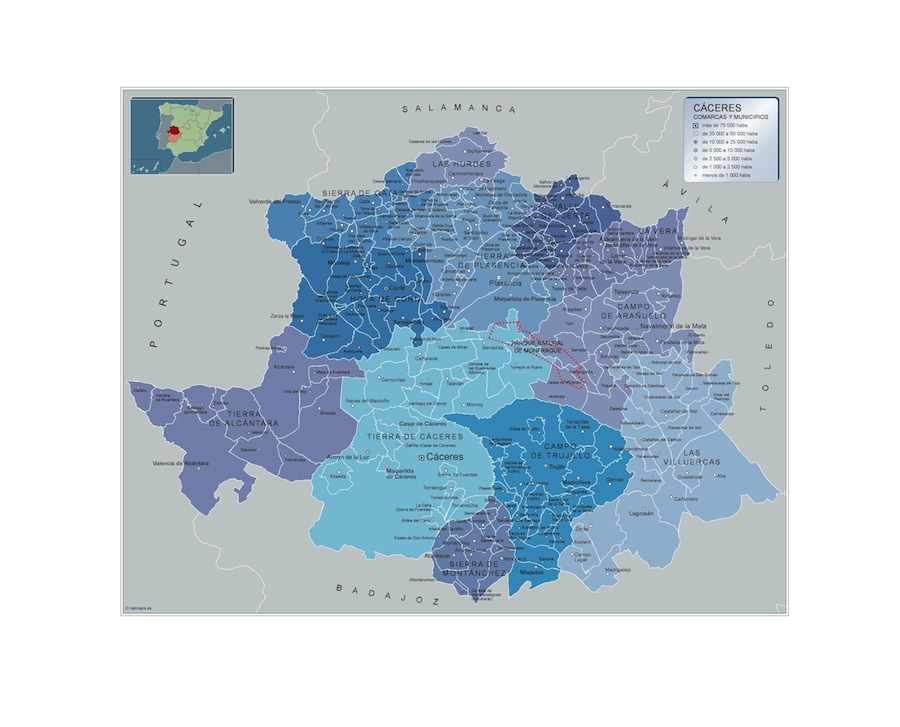 Mapa Caceres Por Municipios Para Pared Mapas De Municipios De Espana